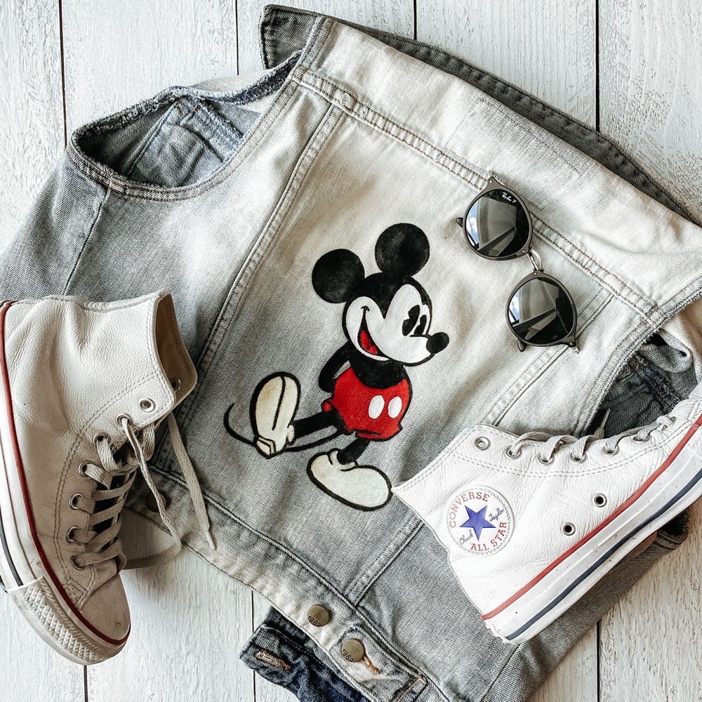 Hand Painted Mickey Mouse Jean Jacket